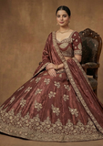 Brown Embroidered Lehenga Choli