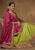 Green Traditional Woven Lehenga Choli