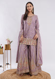 Lavender Designer Sharara Suit for Women with Multi Embroidery Work & Dupatta