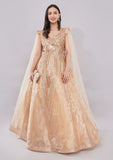 Luxury Gold Designer Party Wear Gown