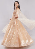 Luxury Gold Designer Party Wear Gown
