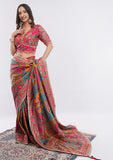 Multicolour Silk Pashmina Designer Saree  & Stitched Blouse