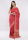 Red Silk Gharchola Saree with Rich Zari Border