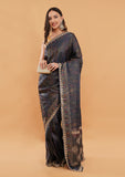 Teal Blue Designer Silk Saree with Stone Work