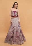 Lavender Micro Silk Lehenga Choli with Heavy Zari, Handwork & Sequins Dupatta