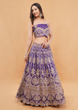 Purple Silk Lehenga Choli with Heavy Zari & Handwork With Dupatta
