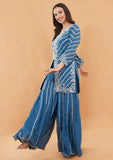 Firozi Handwork Kurti Sharara Set with Dupatta