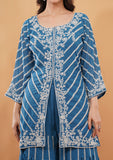 Firozi Handwork Kurti Sharara Set with Dupatta