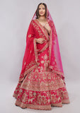 Royal Rani Silk Bridal Lehenga with Heavy Handwork & Double Dupatta