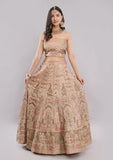 Rose Gold Pure Tissue Silk Bridal Lehenga with Double Dupatta & Handwork Blouse