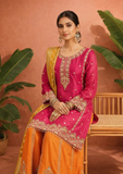 Pink Embroidered Kurta with Orange Palazzo Set