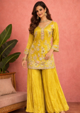 Mustard Yellow Floral Embroidered Kurta Set